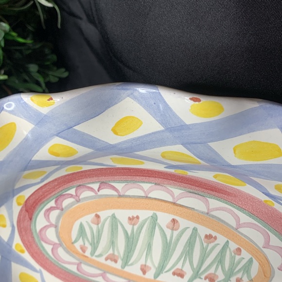 Vintage 1996 hard to find MacKenzie-Childs 12” Aalsmeer ruffled platter - Picture 5 of 9